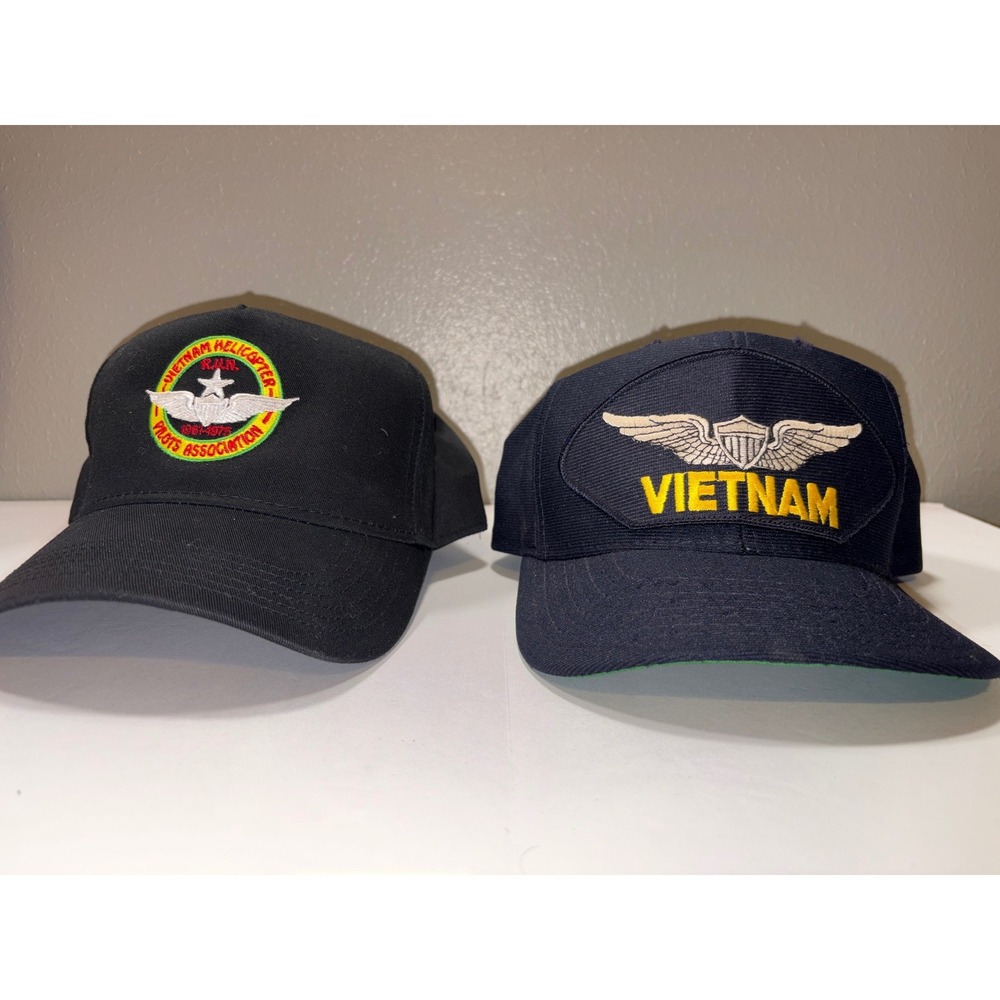Lot of 2 Vietnam Veteran Hats Helicopter Pilots Association Snapback Otto USA